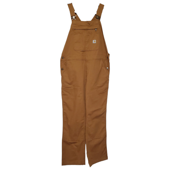 Carhartt Denim - Carhartt Womens Rugged Flex Loose Fit Canvas Bib Overalls Brown Large